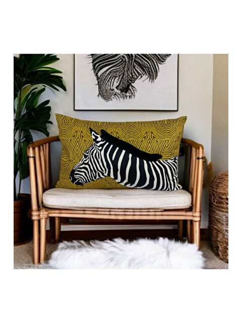 Asdiva Zebra Desen Püsküllü Dekoratif Kırlent Kılıfı 40x60 - S000392442-37418