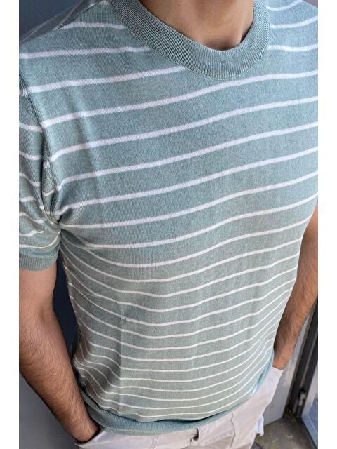 Tarz Cool Erkek  Şeritli Triko Tişört - S000147072-20054