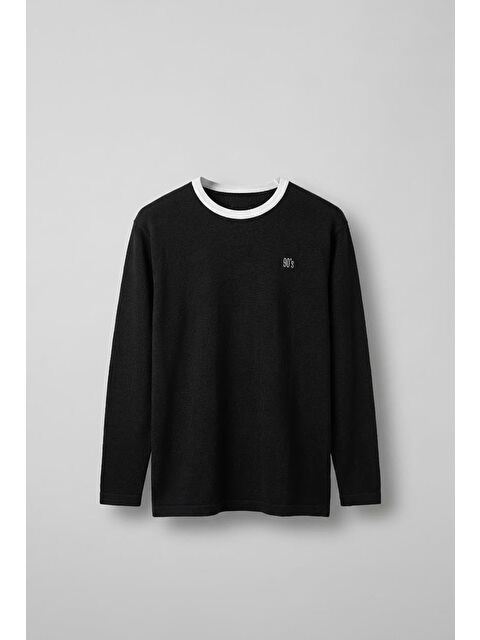 Abluka Online Erkek Kontrast Detaylı Oversize Basic Sweatshirt Siyah - S000481739-19351