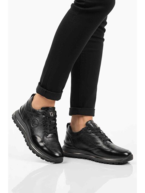 Voyager Siyah Hakiki Deri Bağcıklı Erkek Sneaker M112 M - S000469429-19351