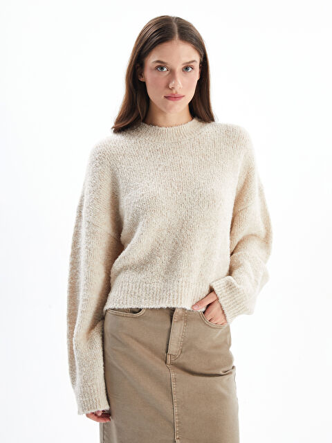 Dexia Salerno   Düz Yumuşak Dokulu Oversize Kalıp Uzun Kollu Kazak   Ekru Renk - S000334493-19965