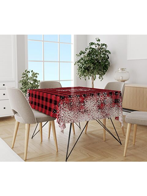 Evmila Yılbaşı Desenli Kadife Doku Masa Örtüsü - S000111113-23173