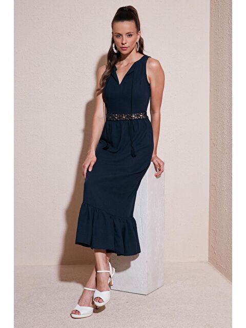 Lela Regular Fit Volanlı Kolsuz Midi Elbise 611El574 - S000222741-21164