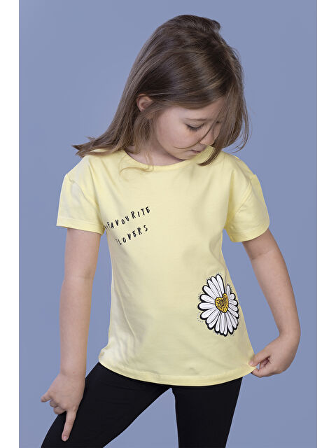 Toontoykids Kız Çocuk Papatya Baskılı Tişört