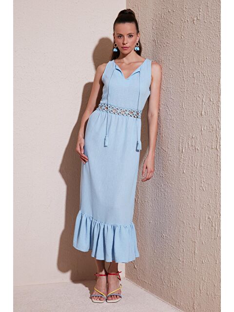 Lela Regular Fit Volanlı Kolsuz Midi Elbise 611El574 - S000222741-17234