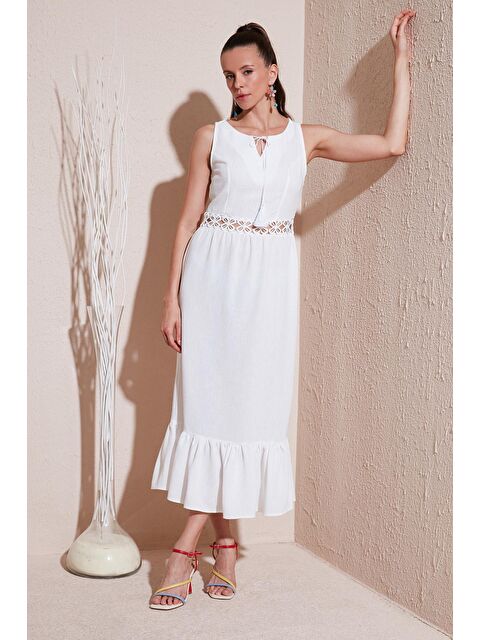 Lela Regular Fit Volanlı Kolsuz Midi Elbise 611El574 - S000222741-19965