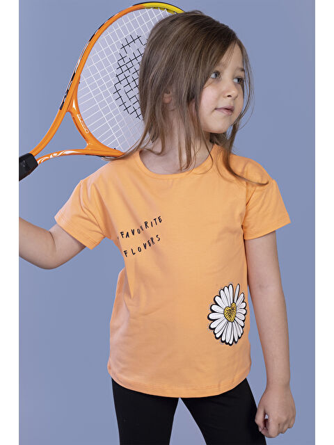 Toontoykids Kız Çocuk Papatya Baskılı Tişört