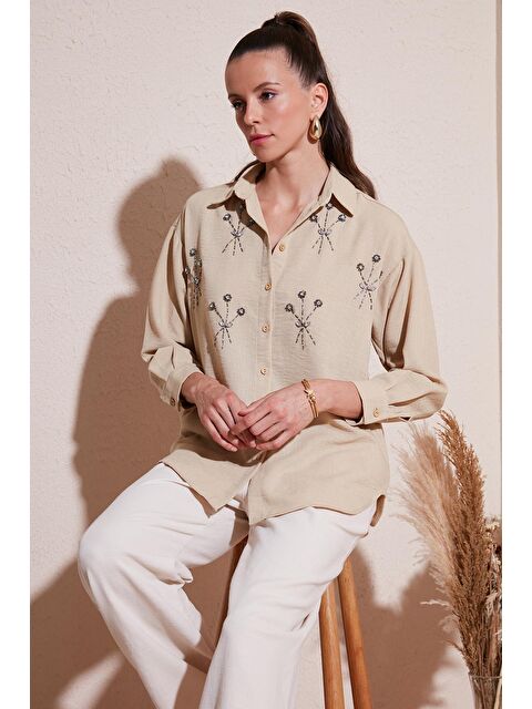 Lela Parlak Taşlı Regular Fit Yazlık Gömlek 6113615 - S000222742-25636
