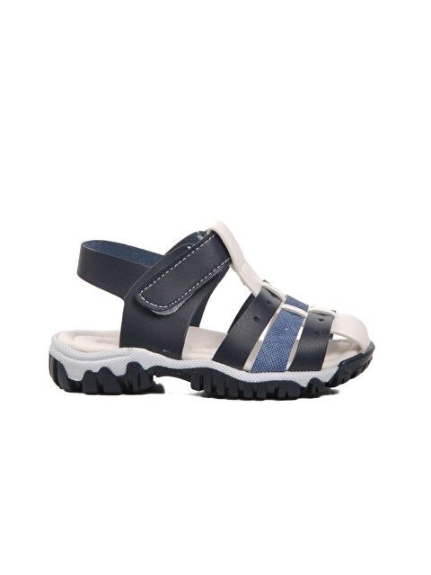 Ayakmod Lacivert-Beyaz Ortopedik Çocuk Sandalet 24-417-B - S000260291-24072