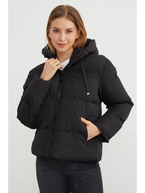 Fullamoda Kapüşonlu Crop Şişme Mont - S000471295-19351