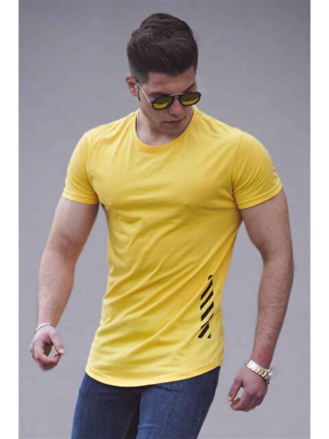 Madmext Baskılı Sarı Erkek %100 Pamuk Tişört 3023 - S000423923-20072