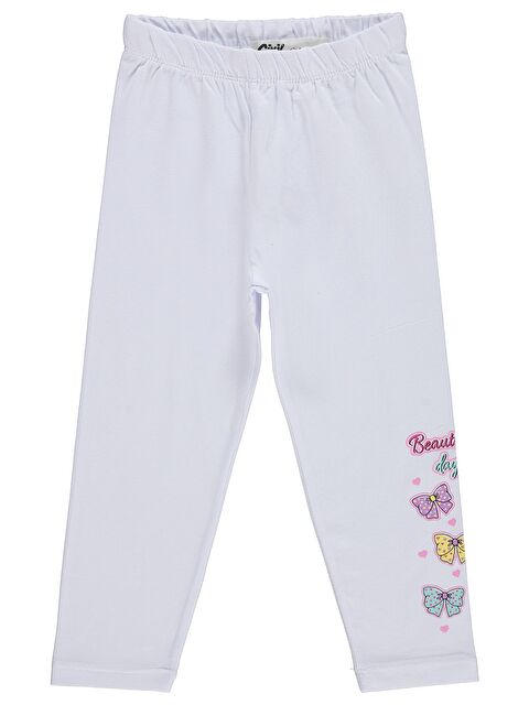 Civil Girls Beautiful Day Baskılı 2-5 Yaş Tayt - Beyaz