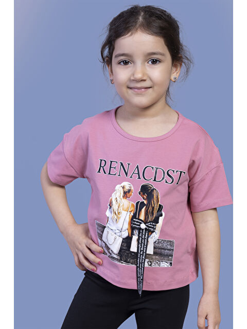 Toontoykids Kız Çocuk Dijital Baskılı Arkası Detaylı Tişört