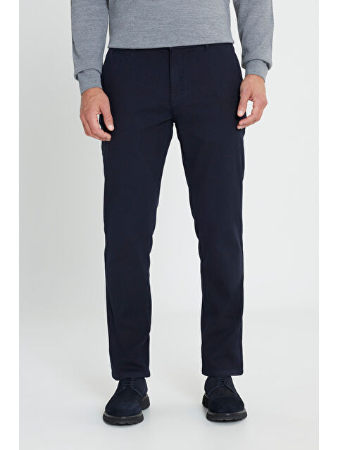 Altınyıldız Classics Erkek Lacivert Pamuklu Comfort Fit Rahat Kesim Armürlü Yan Cep Esnek Casual Pantolon - S000403028-21164