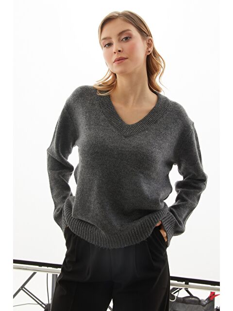 Fullamoda Basic V Yaka Salaş Kazak - S000455061-29666