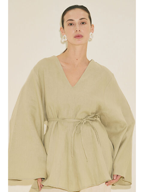 Manuka %100 Keten Volümlü Tunik Adaçayı - S000529554-18194