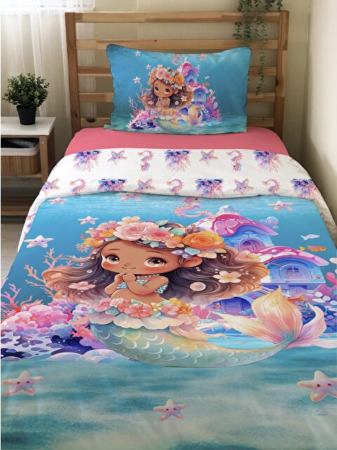 Evmila Denizkızı Desenli Çarşafsız Tek Kişilik Nevresim Takımı 160x220 cm - S000164172-23173