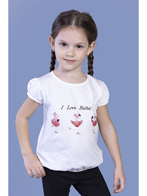 Toontoykids Kız Çocuk Lastikli Büzgü Detaylı Baskılı Tişört