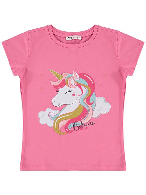 Civil Girls Baskılı 6-9 Yaş Tişört - Pembe