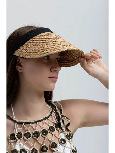 Luminos Butik Orijinal Güneş Koruyucu Camel Hasır Vizör Şapka Hsr2073