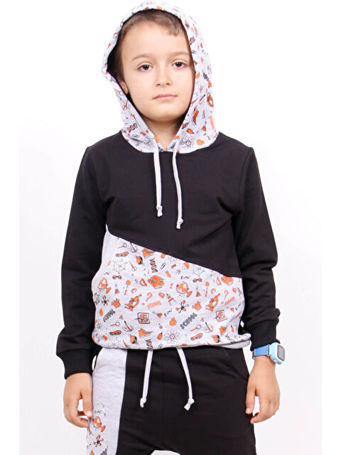 Toontoykids Erkek Çocuk Kapüşonlu School Baskılı Sweathirt - S000417561-20600