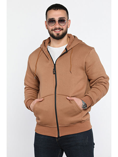 Mishar İtalia Erkek Kapüşonlu Şardonlu Fermuarlı Sweatshirt - S000326456-19966