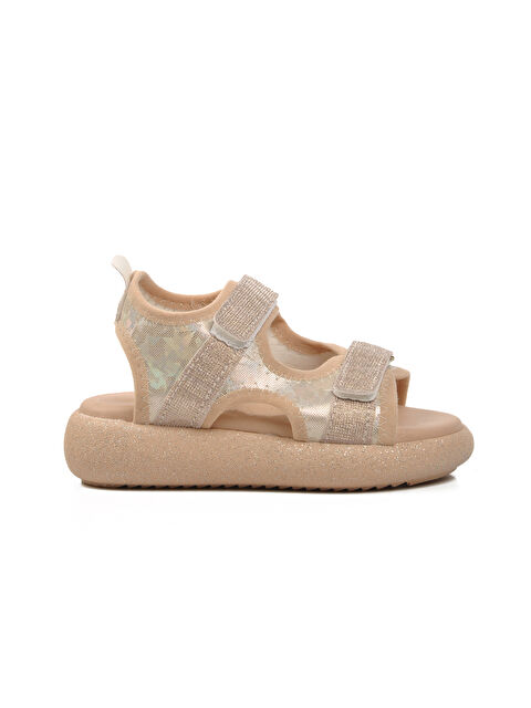 Ayakmod Sedef Simli Ortopedik Cırtlı Kız Çocuk Sandalet 24-421-P - S000260302-20622