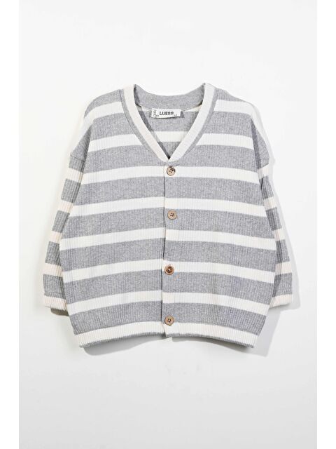 Luess Unisex Çocuk Oversize Çizgili Hırka (3-4 Yaş 8-9 Yaş) - S000350187-20600