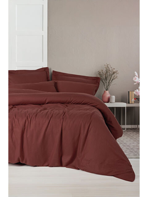 Varol Pamuk Box Craft Çift Kişilik Nevresim Takımı Bordo - S000521512-19951