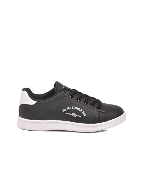 Walkway Siyah Beyaz Cilt Bağcıklı Hafif Unisex Spor Ayakkabı Bst-1002 G - S000509084-37424
