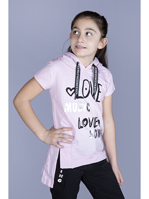 Toontoykids Kız Çocuk Kapüşonlu Baskılı Tişört