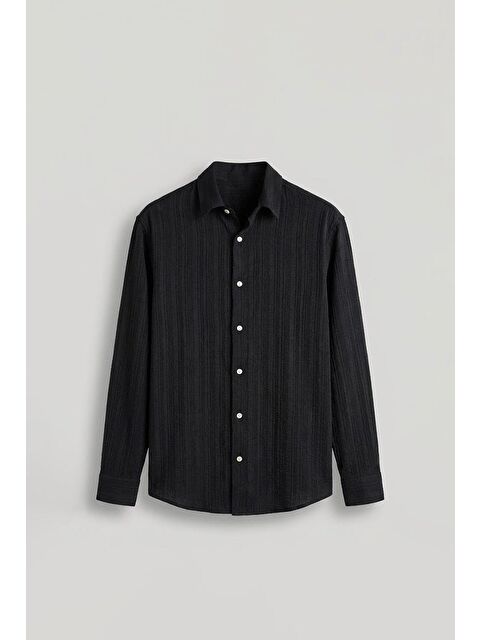 Abluka Online Erkek Relax Fit Rahat Kesim Gömlek Siyah - S000365689-19351