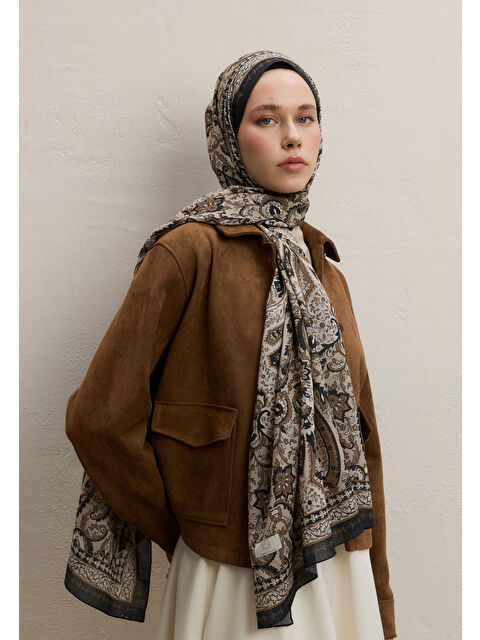 Fresh Scarfs Elegant Desen Şal Bej - S000420292-19928