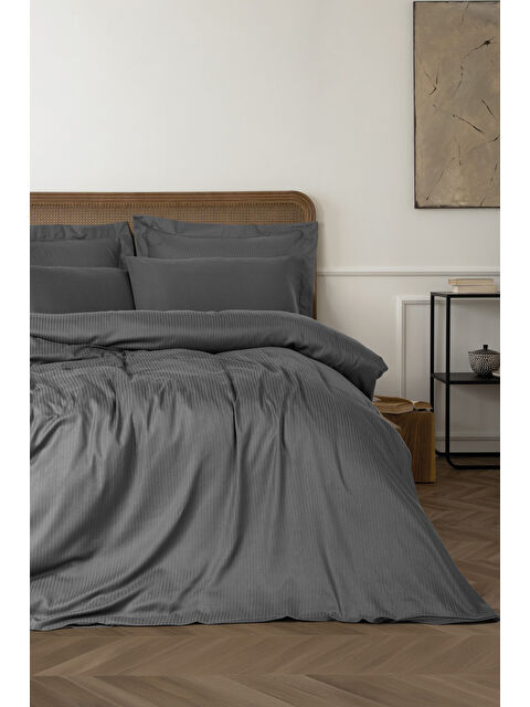 Varol Pamuk Box Craft Çift Kişilik Nevresim Takımı Antrasit