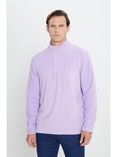 AC&Co / Altınyıldız Classics Erkek Lila Anti-Pilling Tüylenme Yapmayan Standart Fit Dik Yaka Polar Sweatshirt - S000394286-17878