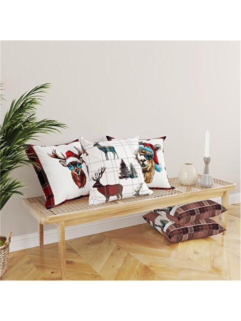 Evmila 4 lü Yılbaşı Temalı Kadife Kırlent Kılıfı 43x43 cm 4lü Set - S000285290-23173