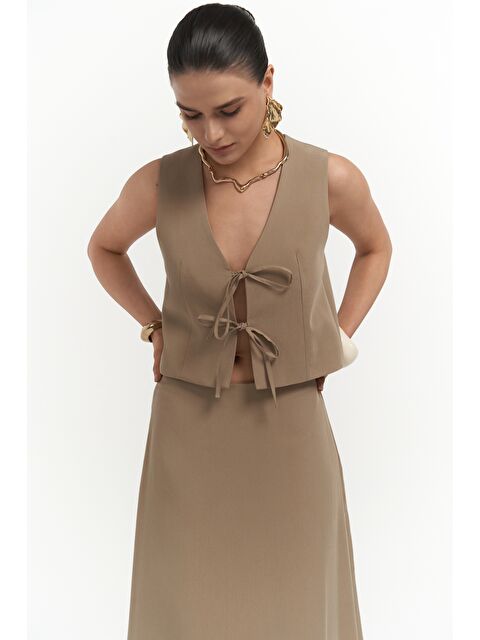 Mai Collection Orsha Bej Yelek Etek Takım - S000371135-19928