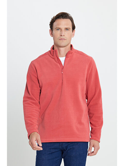 AC&Co / Altınyıldız Classics Erkek Mercan Anti-Pilling Tüylenme Yapmayan Standart Fit Dik Yaka Polar Sweatshirt - S000394286-19963