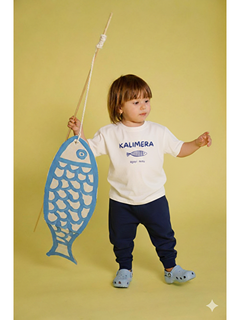 Monila Erkek Çocuk Lacivert Baskılı Pamuklu Jogger Pantolonlu Alt Üst Takım - S000515598-37344