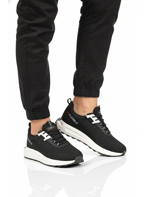 Walkway Siyah Beyaz Fileli Hafif Esnek Hafızalı Taban Erkek Spor Ayakkabı Bst-654 M - S000509087-37424