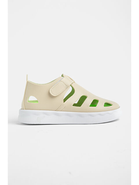 TONNY BLACK Çocuk Unisex Bej Hafif Tabanlı Rahat Cırtlı Sandalet