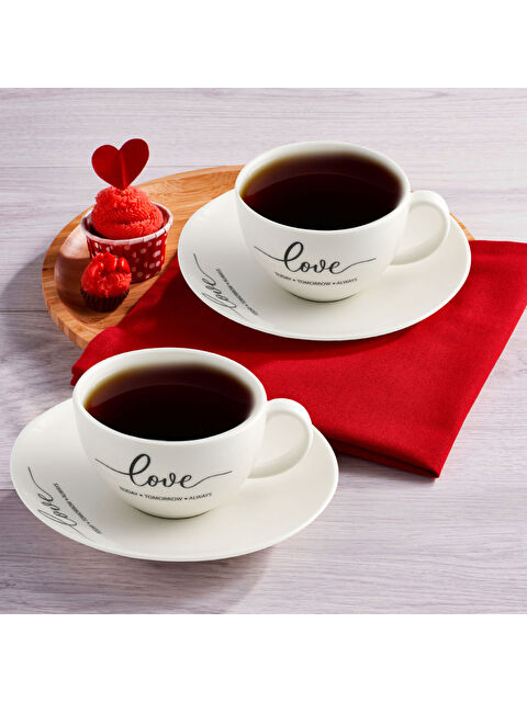 GÜRAL PORSELEN Mania 4 Parça 2 Kişilik Çay Takımı 6372-love - S000491031-37646