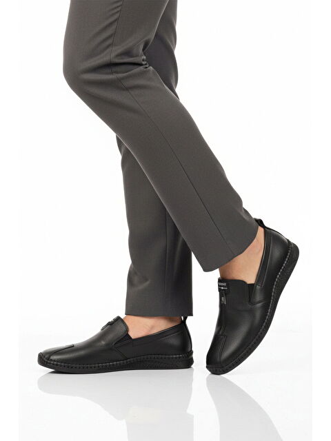 Ayakmod Siyah Hakiki Deri Ortopedik Erkek Casual Ayakkabı 308 M - S000509089-19351