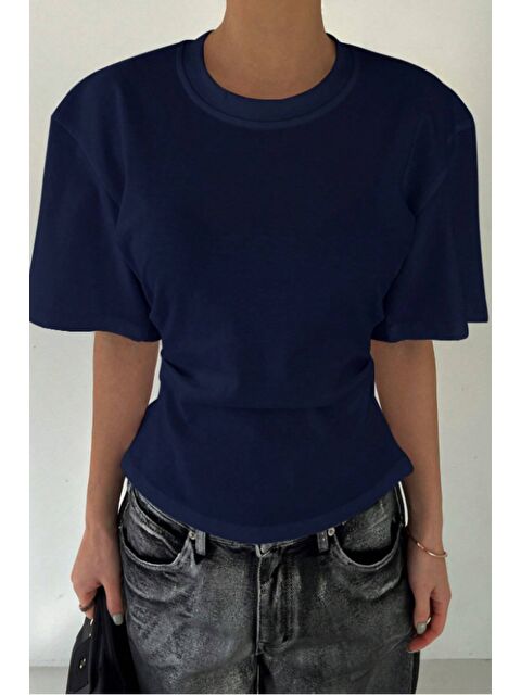 Tarz Cool Kadın Kısa Kollu Sırt Dekolteli Slim Fit Bluz/T-Shirt