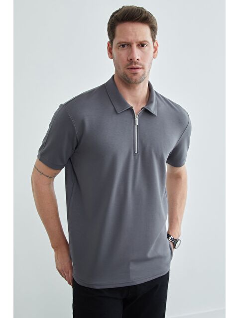 Fullamoda Yarım Fermuarlı Polo Yaka Tişört - S000514141-33408