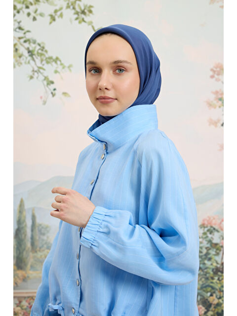 QEF Floş Viskon Düz Eşarp İndigo