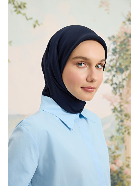 QEF Floş Viskon Düz Eşarp Lacivert