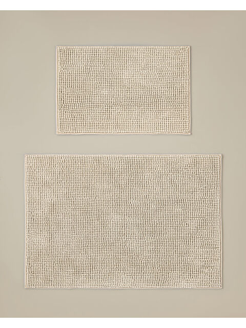 English Home Macaroni Kaydırmaz Taban Banyo Paspası Seti 60x90 + 40x60 cm Bej - S000508668-19928
