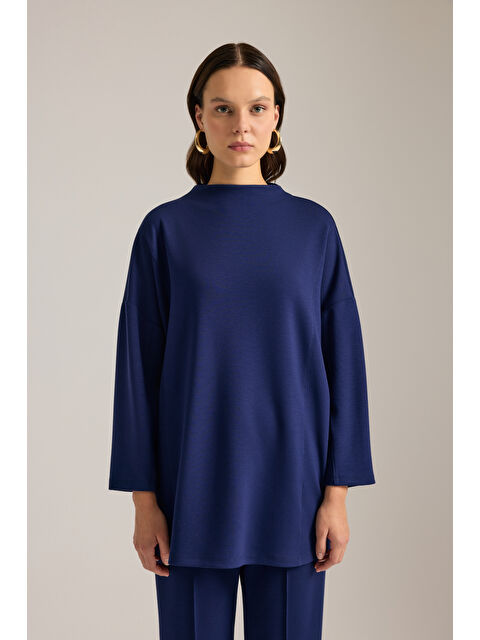 AKER Lacivert Dik Yaka Viscon Sweatshirt - S000488901-21164