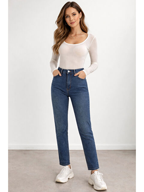 carla10 Koyu Renk Dar Paça Esnek Jean - S000504845-21164